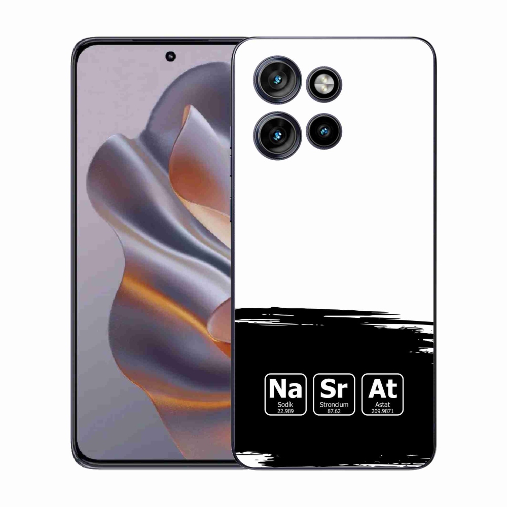 Gél borító mmCase a Motorola Edge 50 Neo készülékre - kémiai elemek fekete és fehér háttérrel