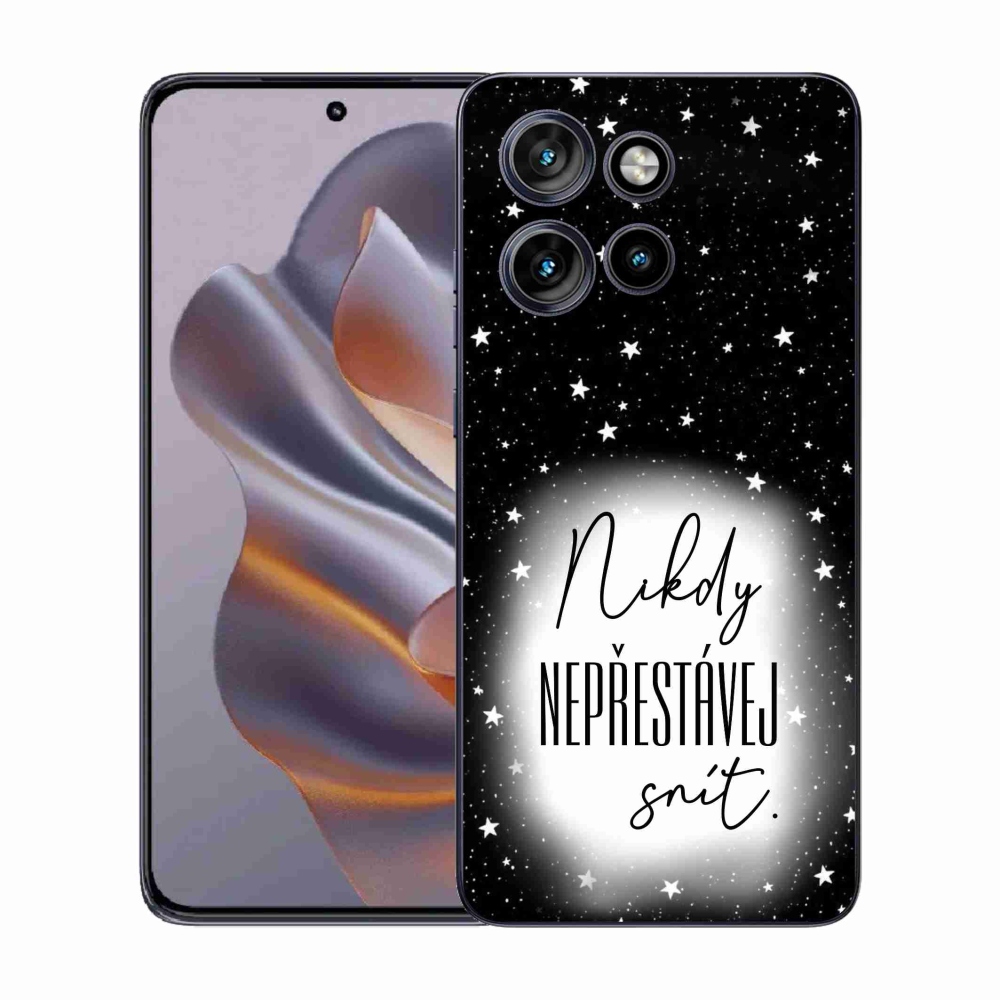 Gél borítás mmCase a Motorola Edge 50 Neo készülékhez - Quote 1 fehér és fekete háttérrel