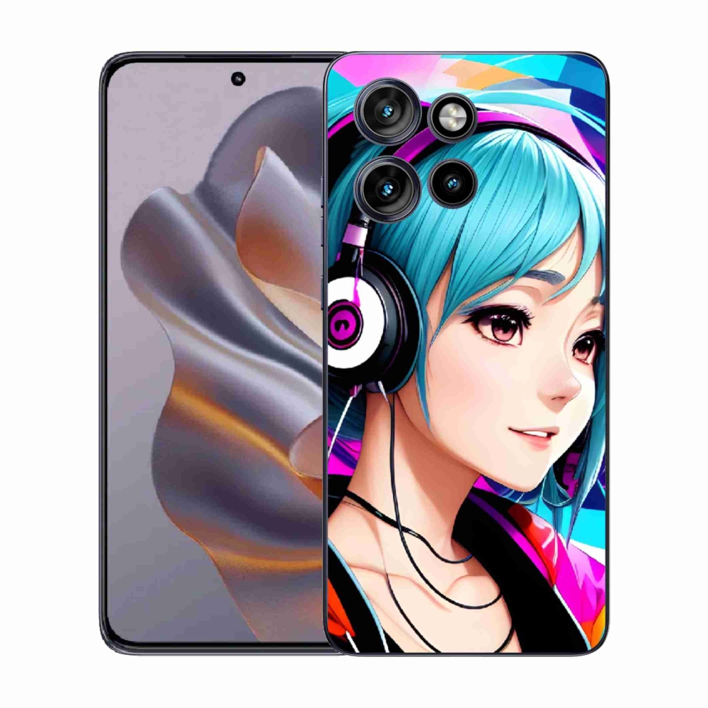 Zselés borítás mmCase a Motorola Edge 50 Neo - lány fejhallgatóval