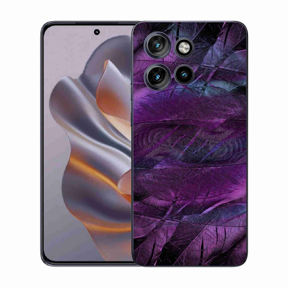 Zselés borítás mmCase Motorola Edge 50 Neo készülékhez - lila tollak