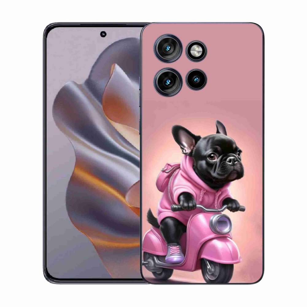 Zselés borítás mmCase a Motorola Edge 50 Neo készülékhez - Francia bulldog robogón