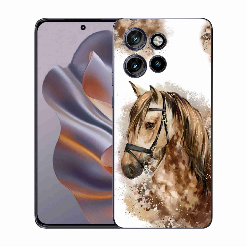 Zselés borítás mmCase a Motorola Edge 50 Neo készülékhez - barna rajzfilm ló