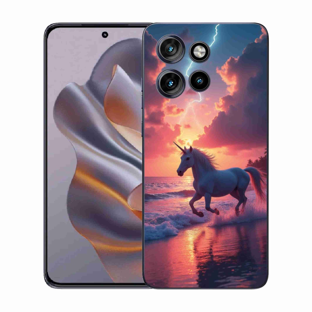 Zselés borítás mmCase a Motorola Edge 50 Neo készülékhez - egyszarvú a tengerparton