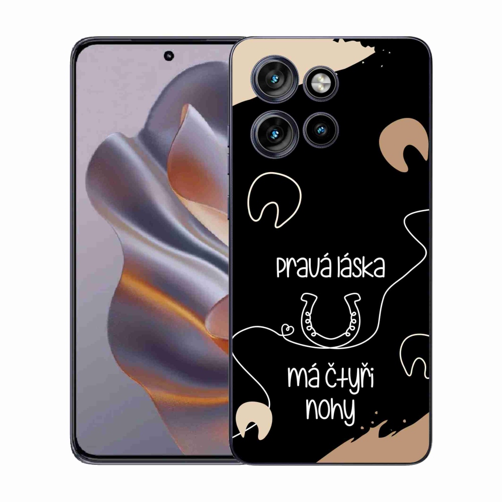 Zselés borító mmCase a Motorola Edge 50 Neo készülékhez - ló motívum fekete háttérrel