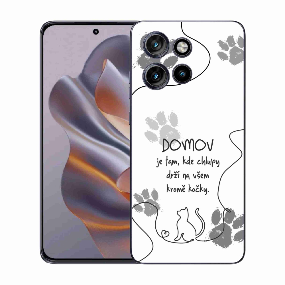 Zselés borító mmCase a Motorola Edge 50 Neo készülékhez - macska motívum fehér háttérrel