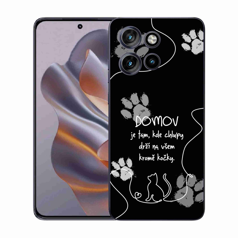 Zselés borító mmCase a Motorola Edge 50 Neo készülékhez - macska motívum fekete háttérrel