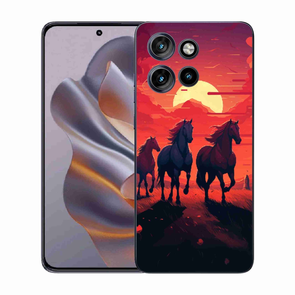 Zselés borítás mmCase a Motorola Edge 50 Neo készülékhez - lovak és naplemente