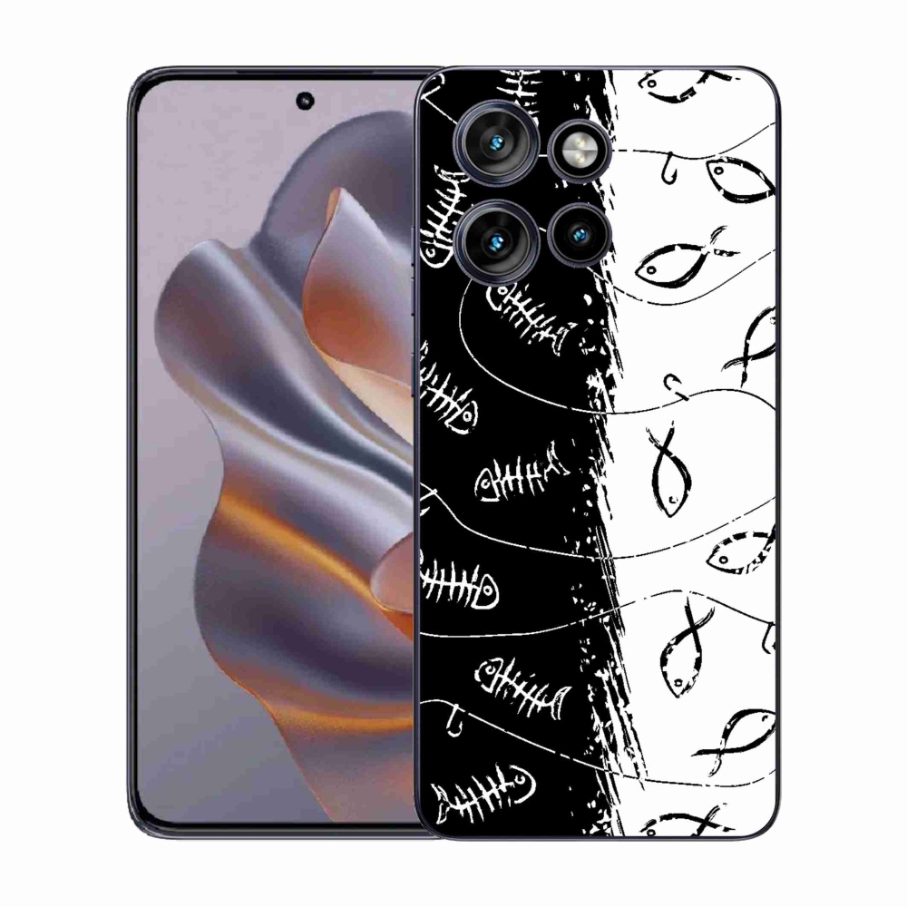 Zselés borítás mmCase a Motorola Edge 50 Neo készülékhez - csontvázak és halak