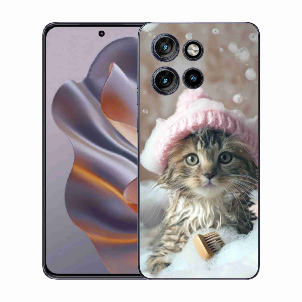 Zselés borítás mmCase a Motorola Edge 50 Neo készülékhez - cica és fürdés