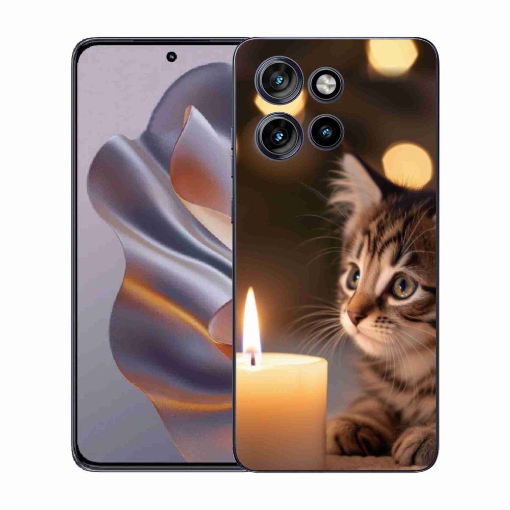 Zselés borítás mmCase a Motorola Edge 50 Neo készülékhez - cica és gyertya