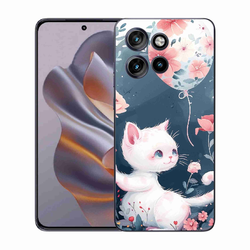 Zselés borítás mmCase a Motorola Edge 50 Neo készülékhez - cica lufival