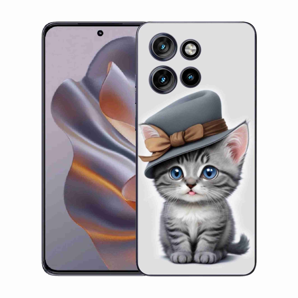 Zselés borítás mmCase a Motorola Edge 50 Neo készülékhez - cica sapkával