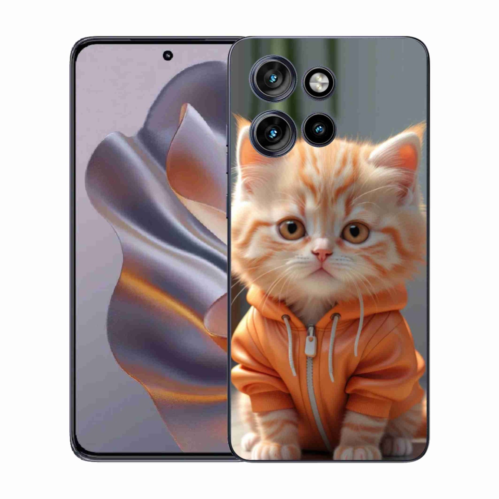 Zselés borítás mmCase a Motorola Edge 50 Neo készülékhez - cica melegítőben