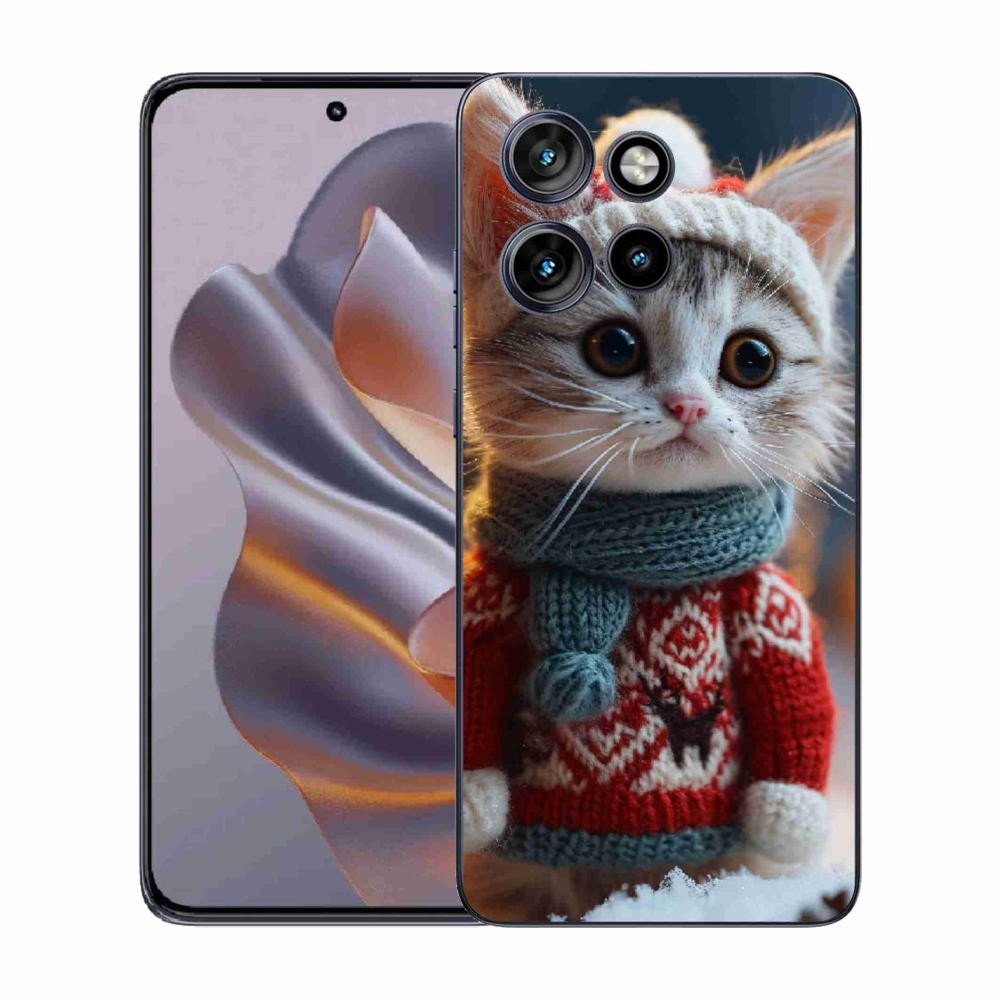 Zselés borítás mmCase a Motorola Edge 50 Neo készülékhez - cica pulóverben