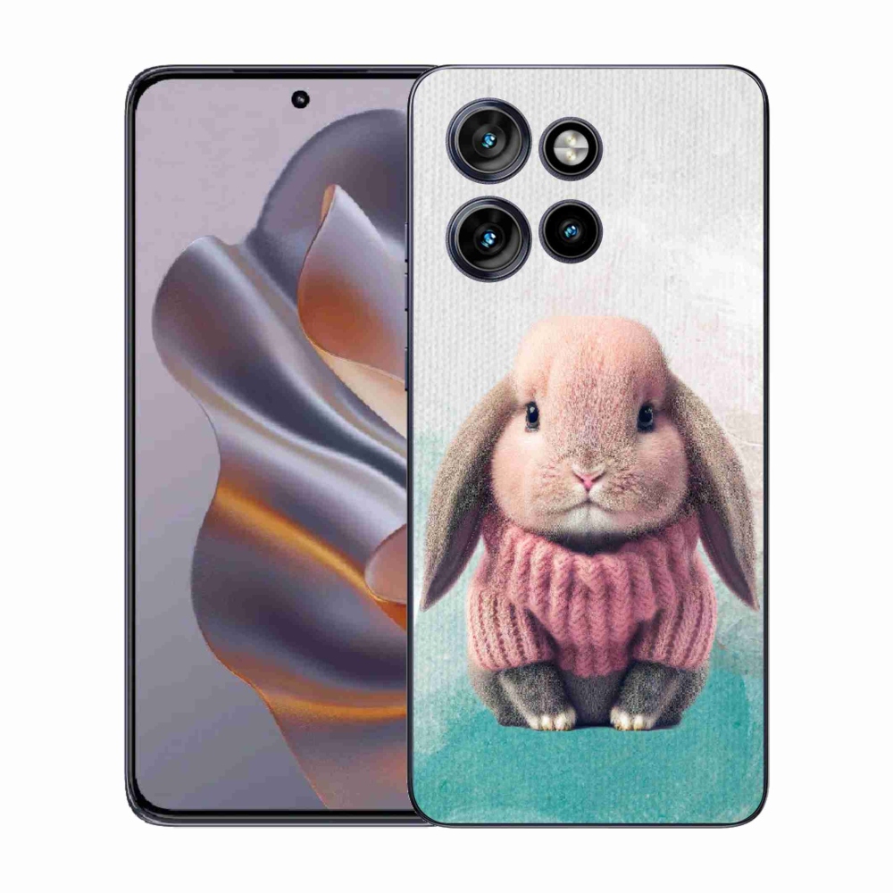 Zselés borítás mmCase a Motorola Edge 50 Neo készülékhez - nyúl pulóverben