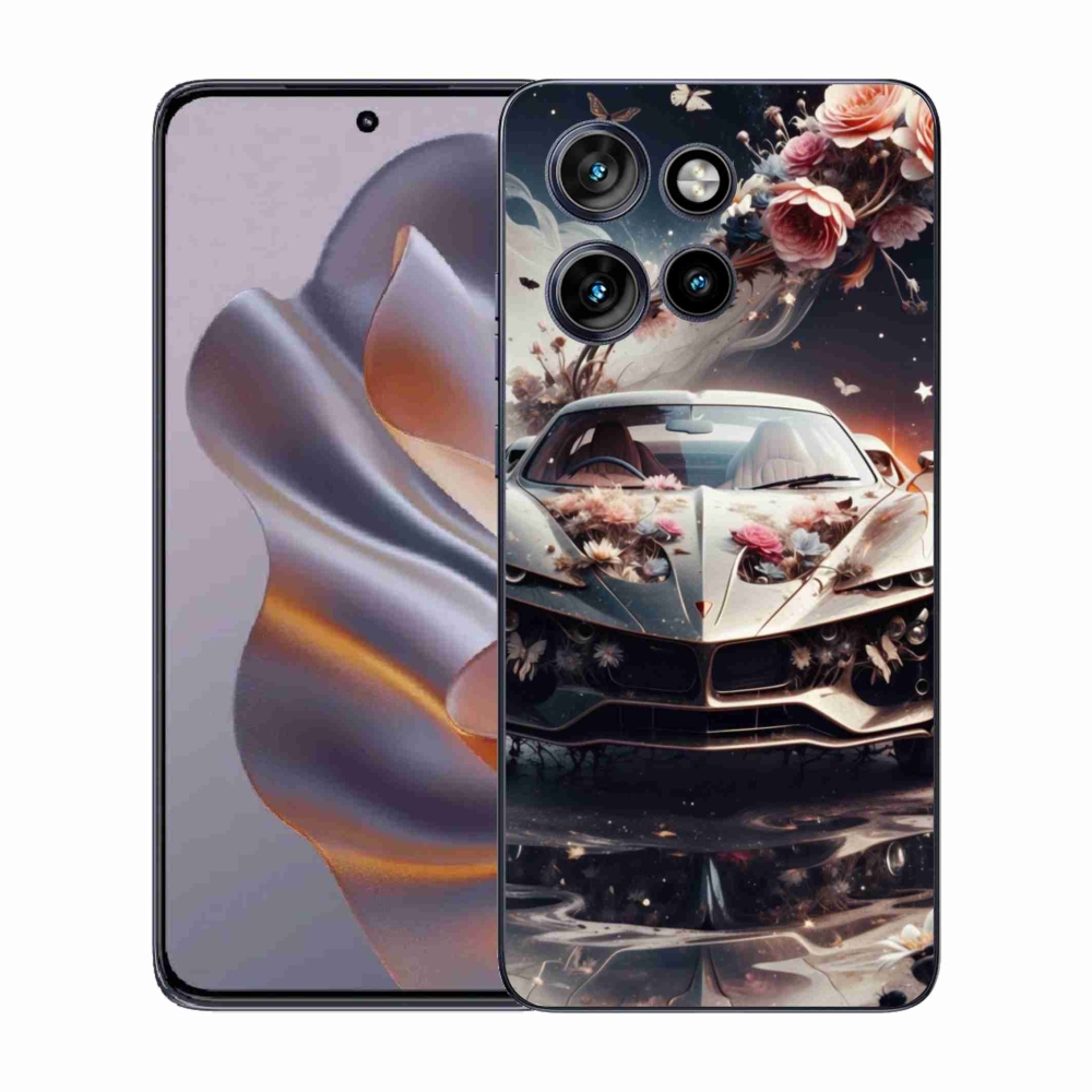 Zselés borítás mmCase a Motorola Edge 50 Neo készülékhez - virágos sportkocsi