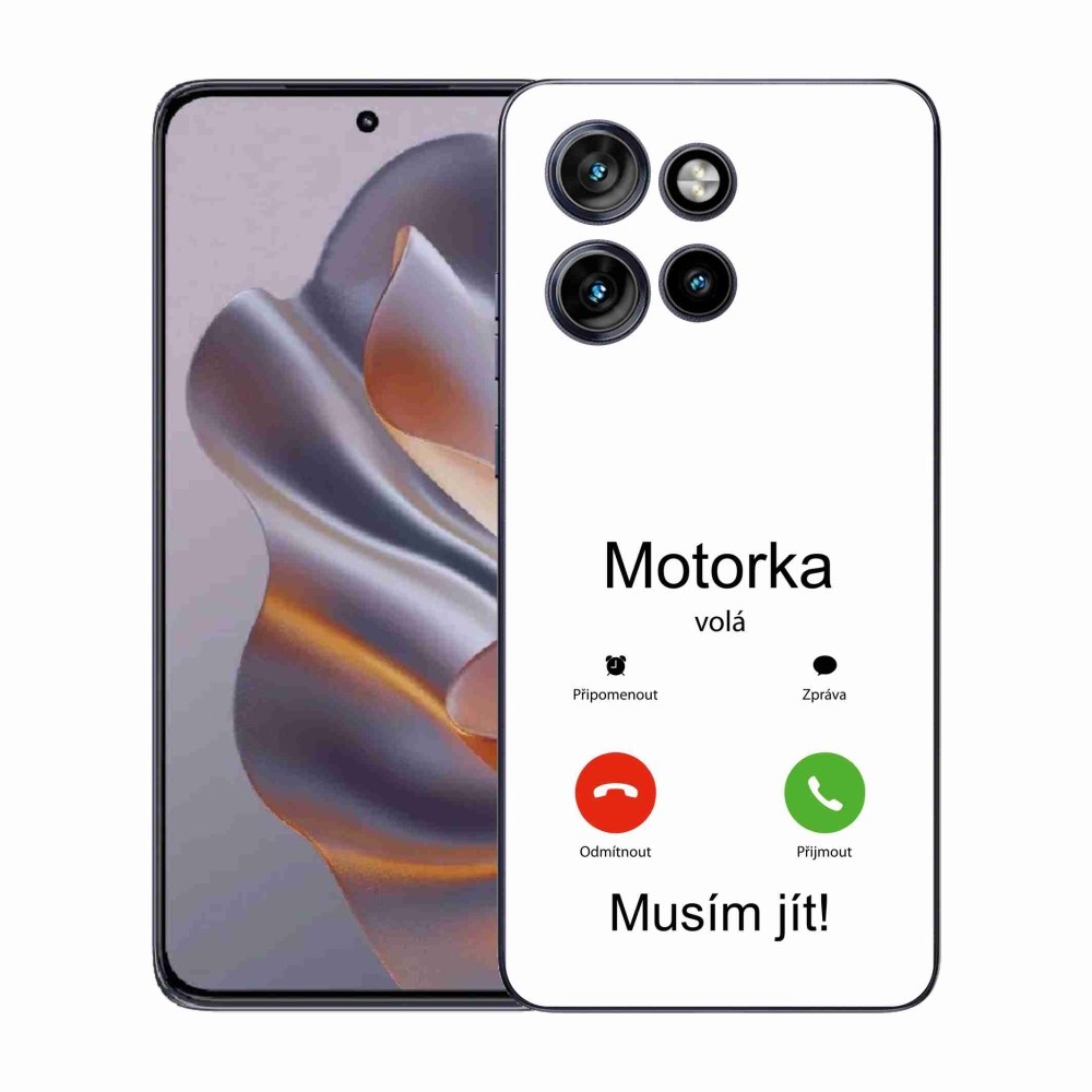 Zselés borítás mmCase a Motorola Edge 50 Neo készülékhez - motoros hívások fehér háttérrel