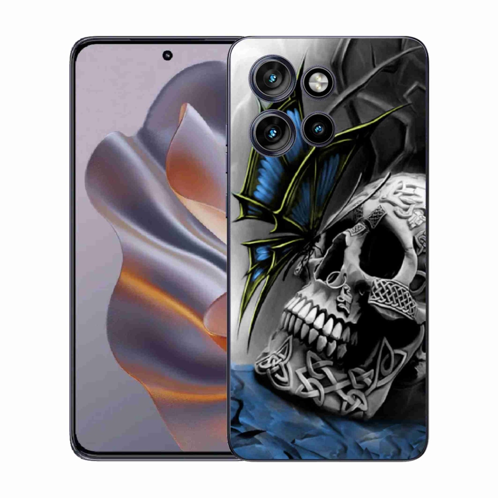 Zselés borítás mmCase a Motorola Edge 50 Neo készülékhez - pillangó és koponya