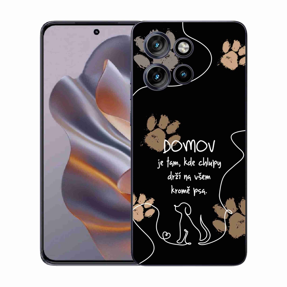 Zselés borító mmCase a Motorola Edge 50 Neo készülékhez - kutya motívum fekete háttérrel