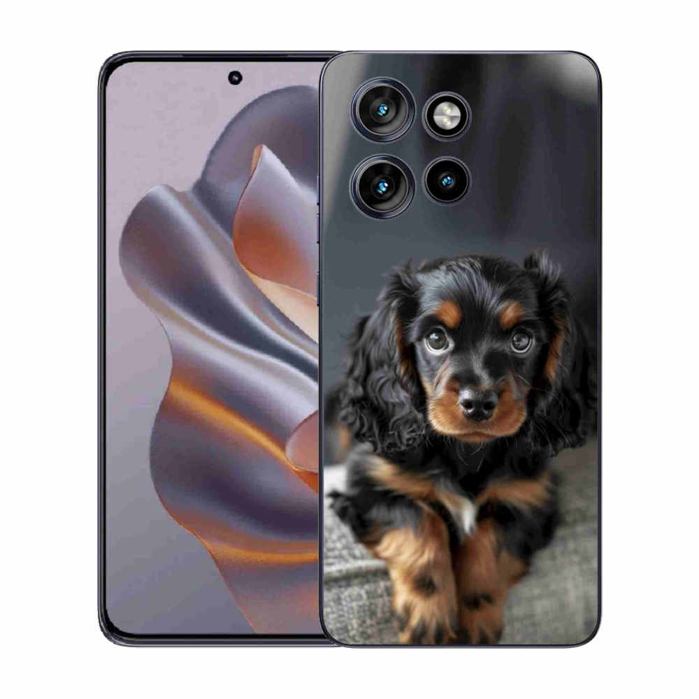 Zselés borítás mmCase a Motorola Edge 50 Neo készülékhez - aranyos hosszúszőrű tacskó