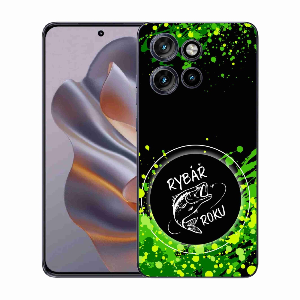 Zselés borító mmCase a Motorola Edge 50 Neo készülékhez - az év horgásza fekete háttérrel