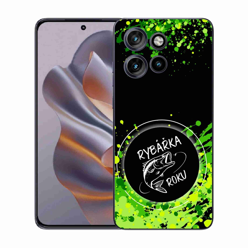 Zselés borító mmCase a Motorola Edge 50 Neo készülékhez - az év horgásza fekete háttérrel