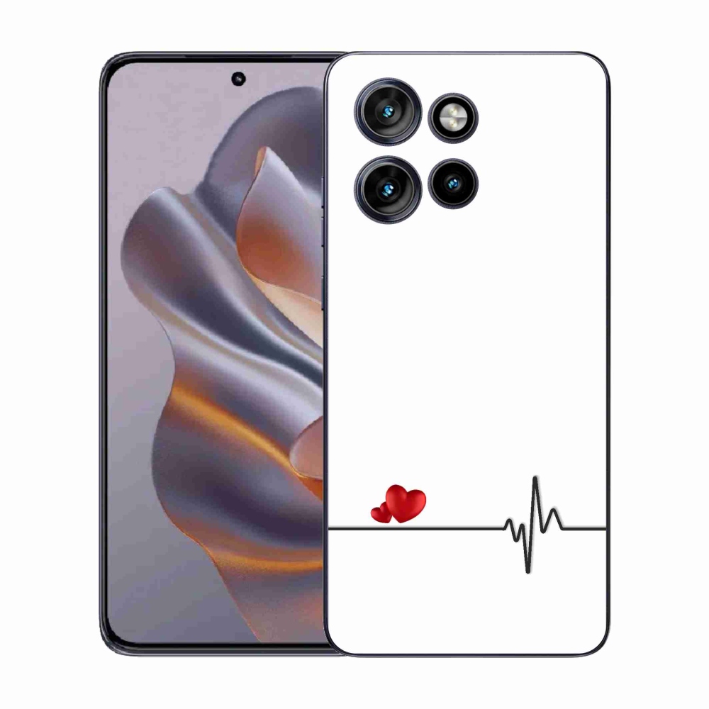 Gél borító mmCase a Motorola Edge 50 Neo készülékhez - szív és szívverés fehér háttérrel