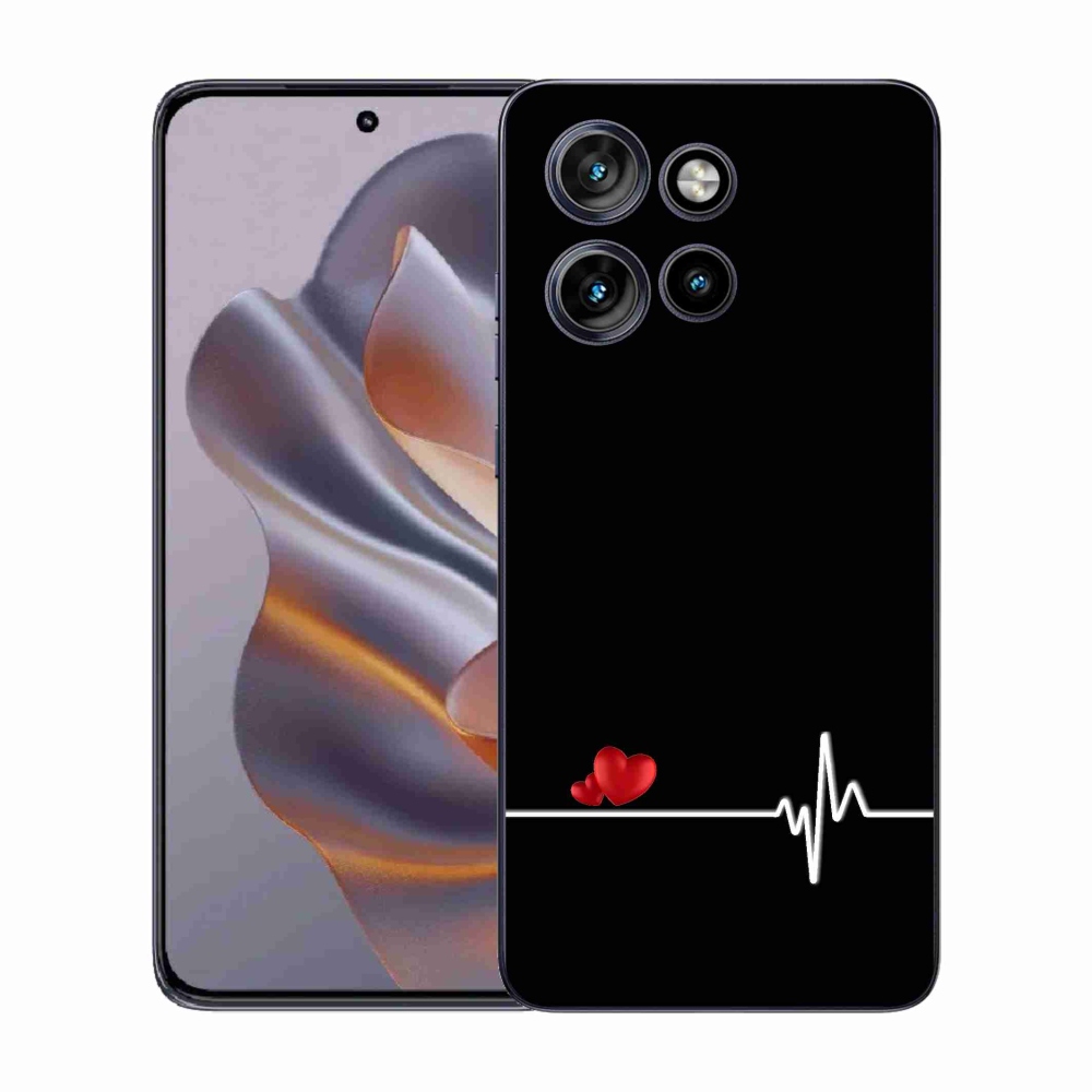 Gél borító mmCase a Motorola Edge 50 Neo készülékhez - szív és szívverés fekete háttérrel
