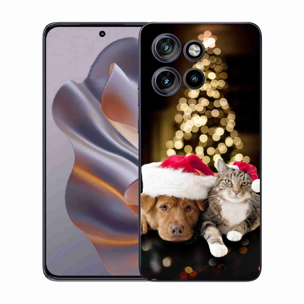 Zselés borítás mmCase a Motorola Edge 50 Neo készülékhez - Karácsonyi kutya és macska