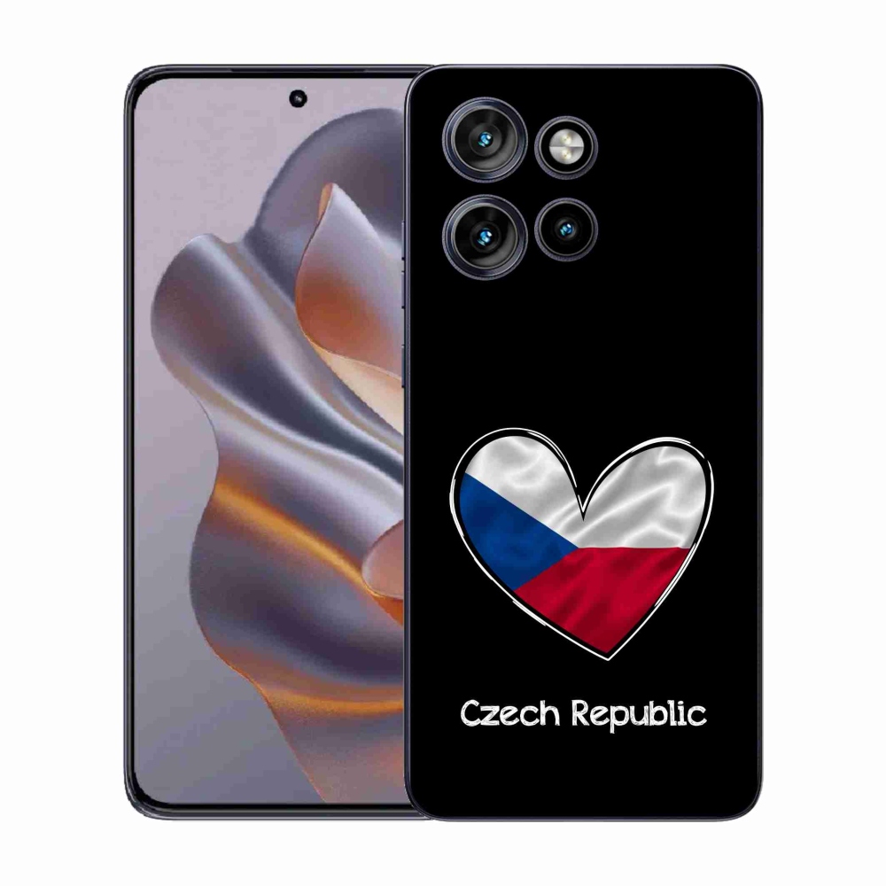 Gél védőhuzat mmCase a Motorola Edge 50 Neo készülékhez - szív zászló fekete háttérrel