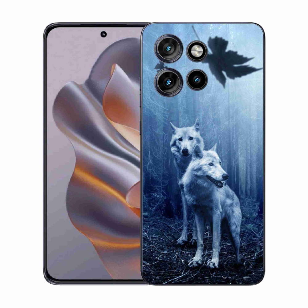 Zselés borítás mmCase a Motorola Edge 50 Neo készülékhez - farkasok az erdőben