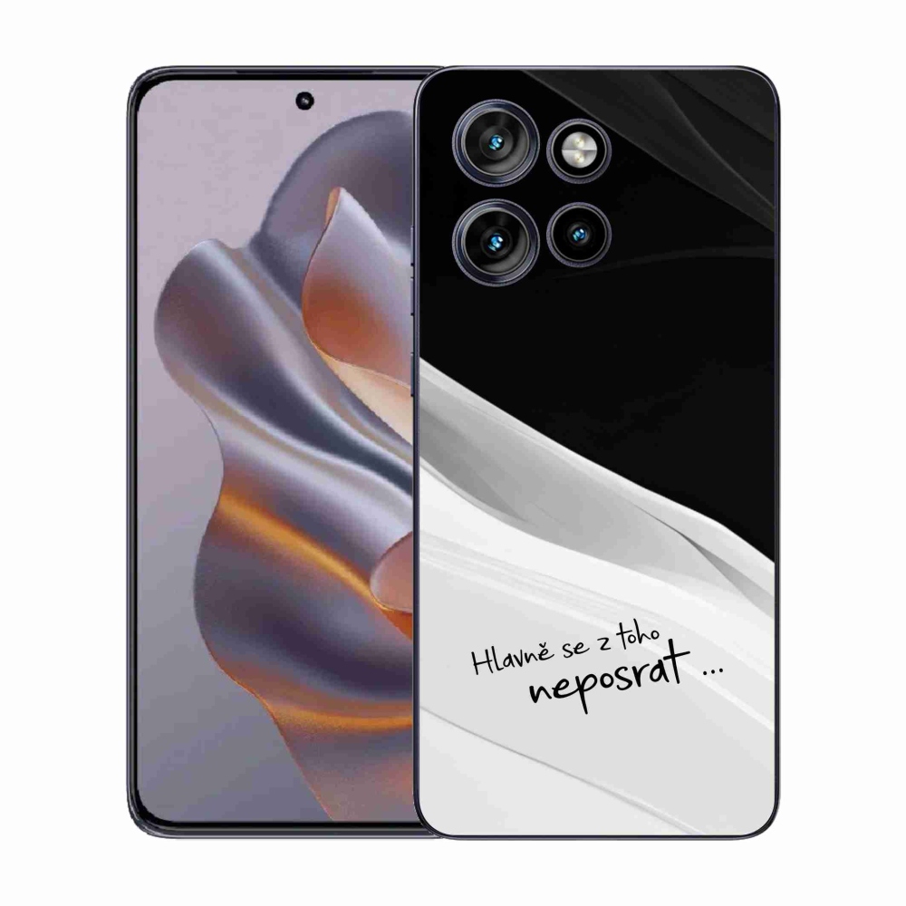 Gél borító mmCase a Motorola Edge 50 Neo készülékhez - vicces szöveg 13 fehér és fekete háttérrel