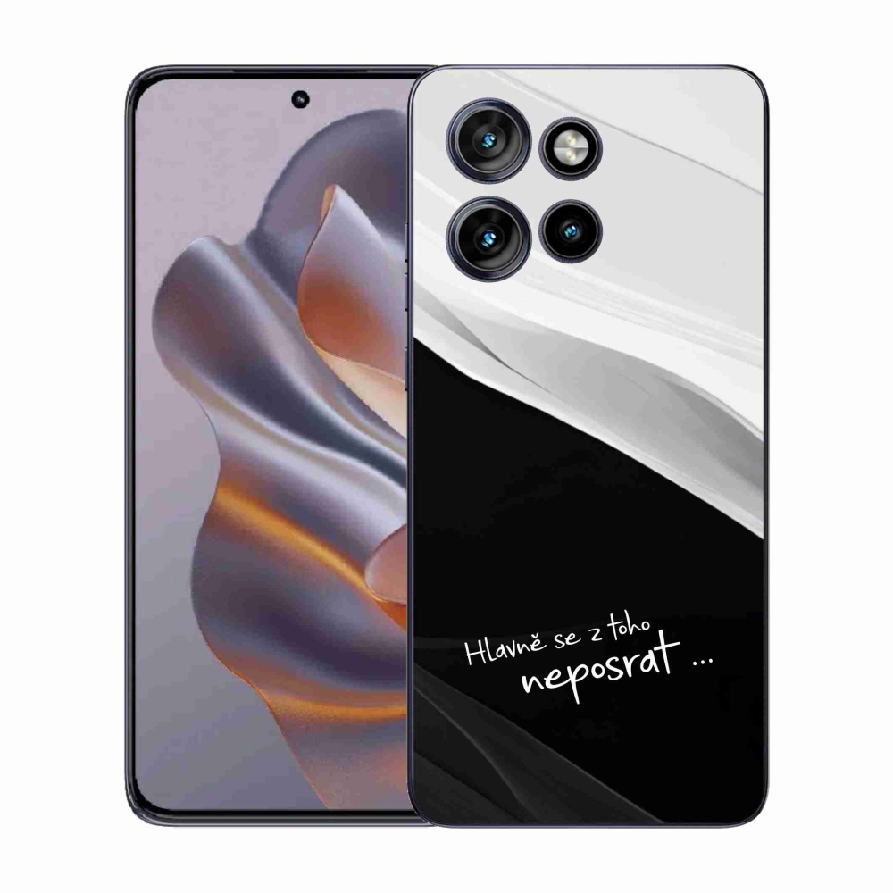 Gél borító mmCase a Motorola Edge 50 Neo készülékhez - vicces szöveg 13 fekete és fehér háttérrel