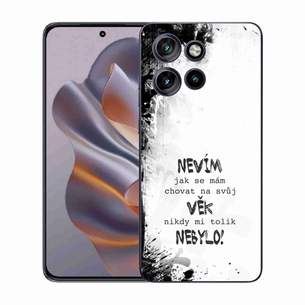 Gél borító mmCase a Motorola Edge 50 Neo készülékhez - vicces szöveg 14 fehér háttér