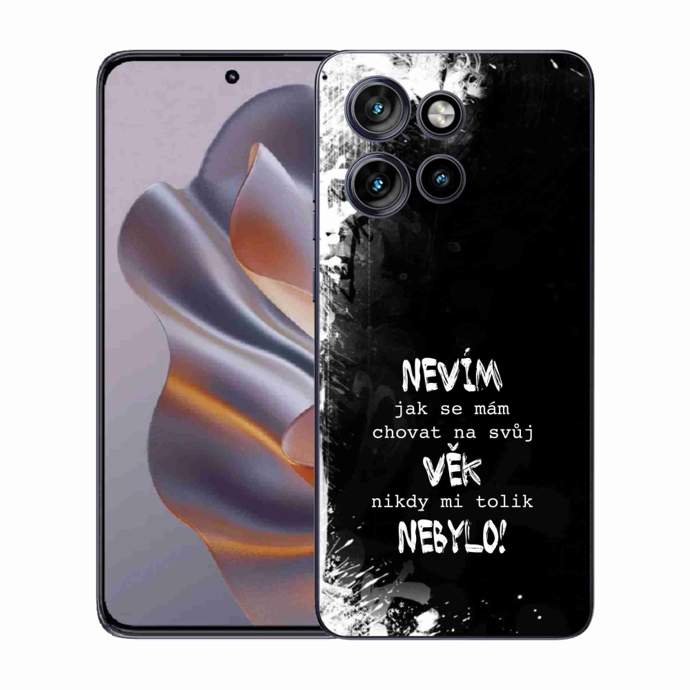 Gél borító mmCase a Motorola Edge 50 Neo készülékhez - vicces szöveg 14 fekete háttér
