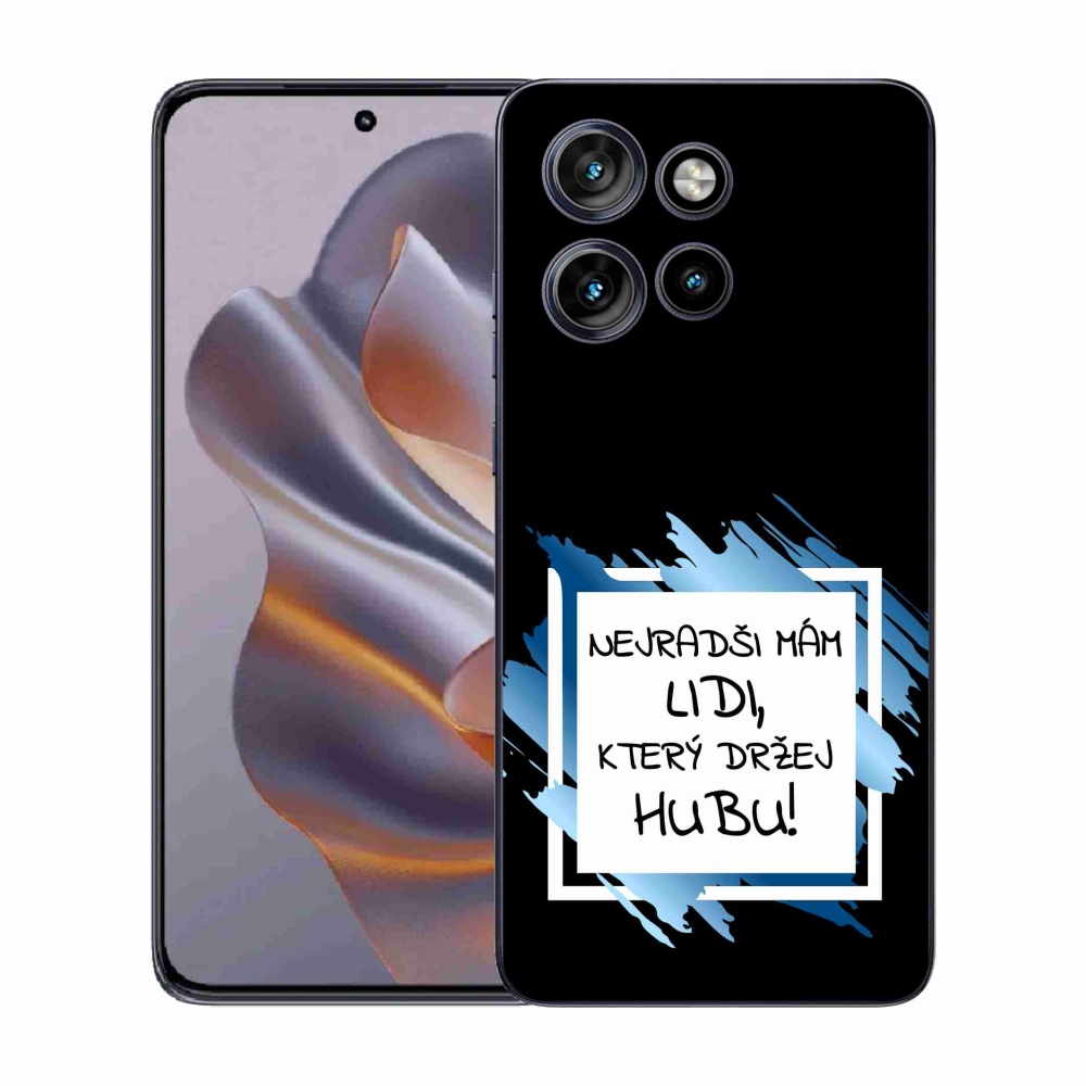 Gél borító mmCase a Motorola Edge 50 Neo készülékhez - vicces szöveg 7 fehér és fekete háttérrel