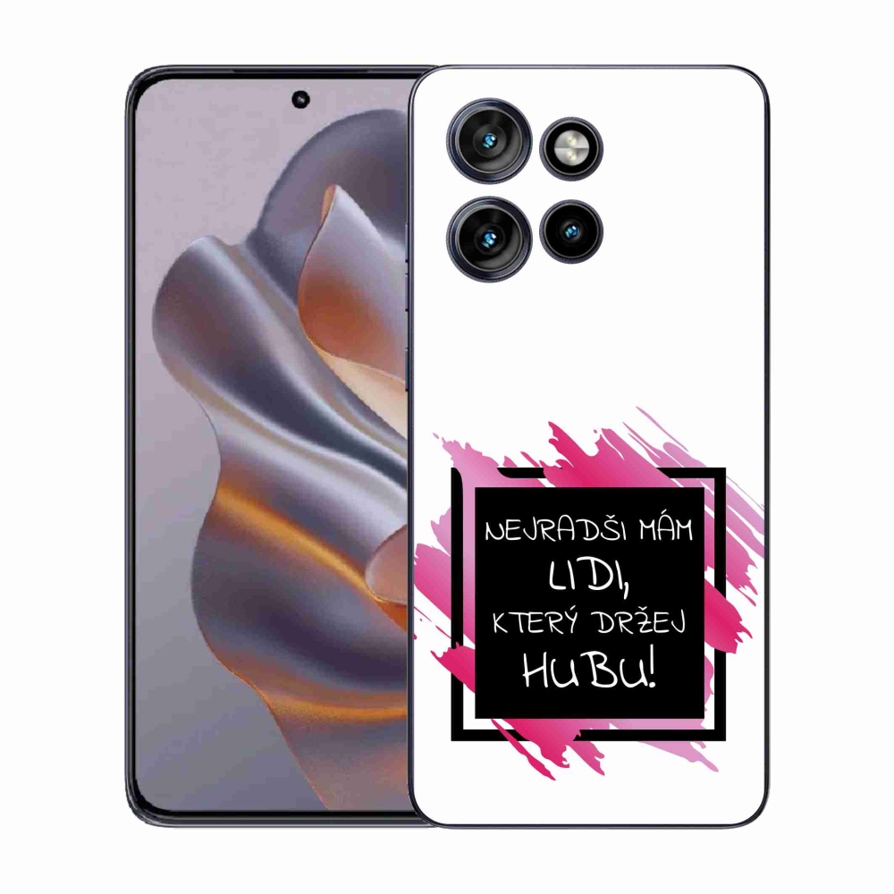 Gél borító mmCase a Motorola Edge 50 Neo készülékhez - vicces szöveg 7 fekete-fehér háttérrel