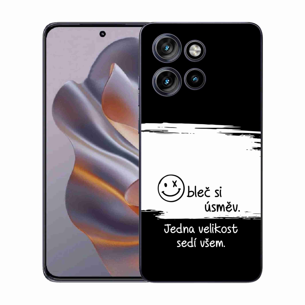 Gél borító mmCase a Motorola Edge 50 Neo készülékhez - vicces szöveg 8 fekete-fehér háttérrel