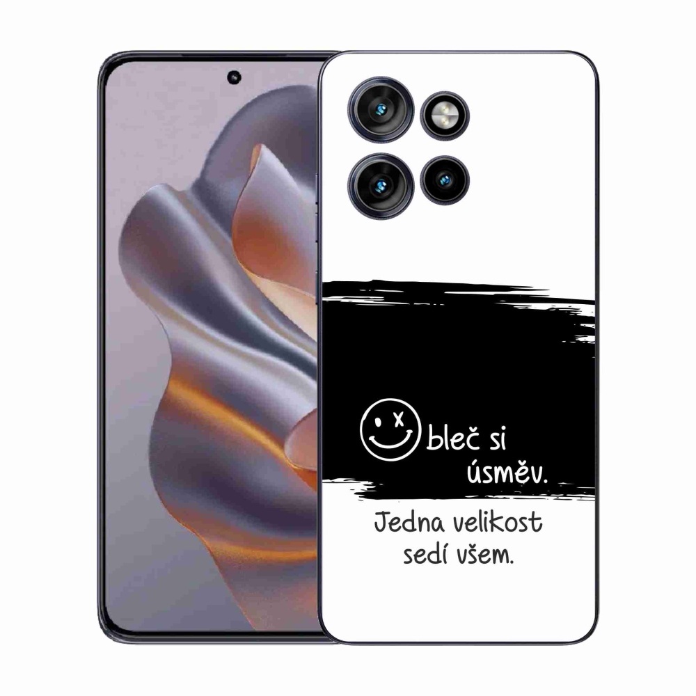 Gél borító mmCase a Motorola Edge 50 Neo készülékhez - vicces szöveg 8 fekete-fehér háttérrel