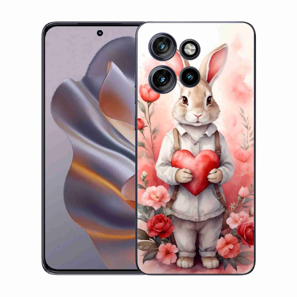 Zselés borítás mmCase a Motorola Edge 50 Neo készülékhez - nyúl szívvel