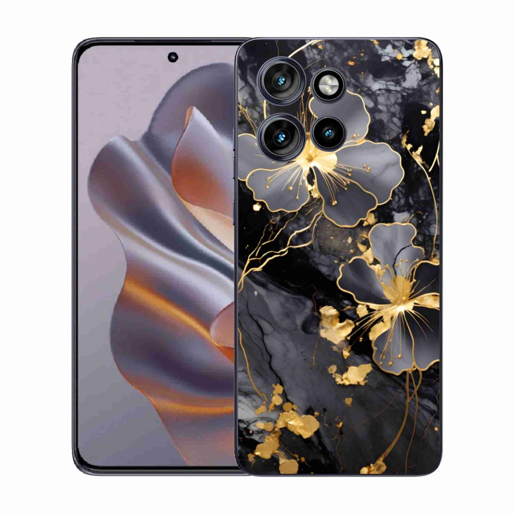 Zselés borítás mmCase a Motorola Edge 50 Neo készülékhez - aranyszínű virágok