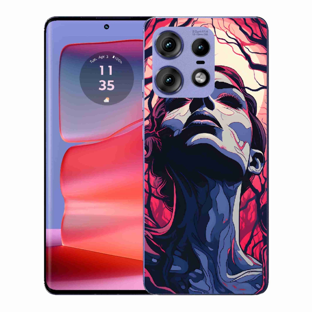 Zselés borítás mmCase a Motorola Edge 50 Pro készülékhez - absztrakt arc