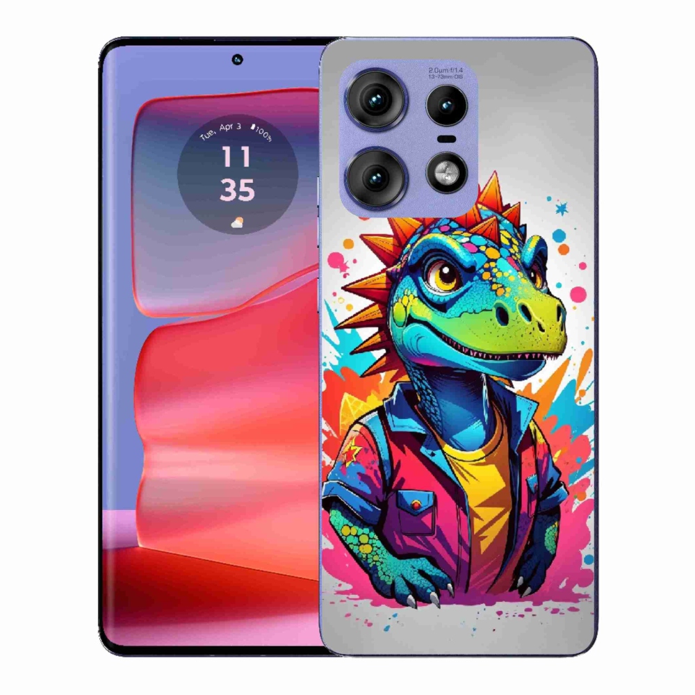 Zselés borítás mmCase a Motorola Edge 50 Pro készülékhez - színes dinoszaurusz