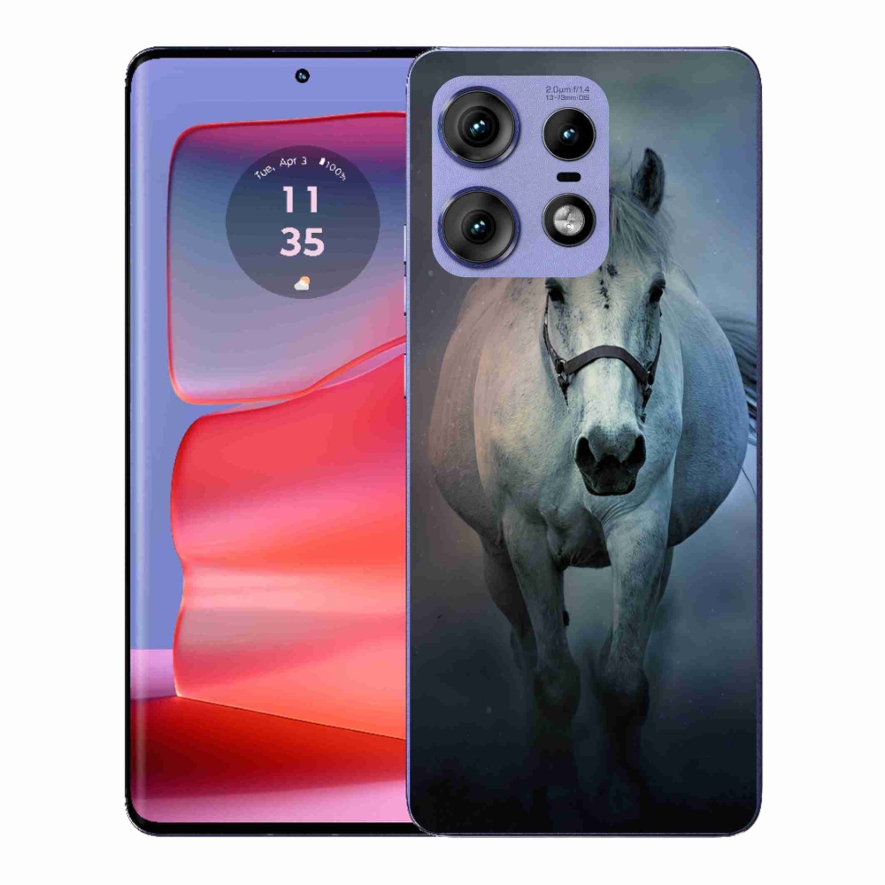 Zselés borítás mmCase a Motorola Edge 50 Pro készülékhez - futó fehér ló