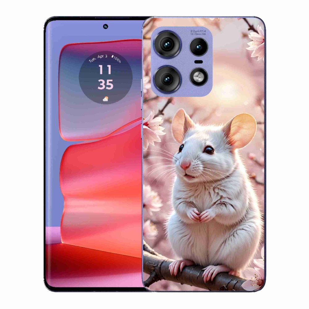 Zselés borító mmCase a Motorola Edge 50 Pro készülékhez - fehér egér az ágon