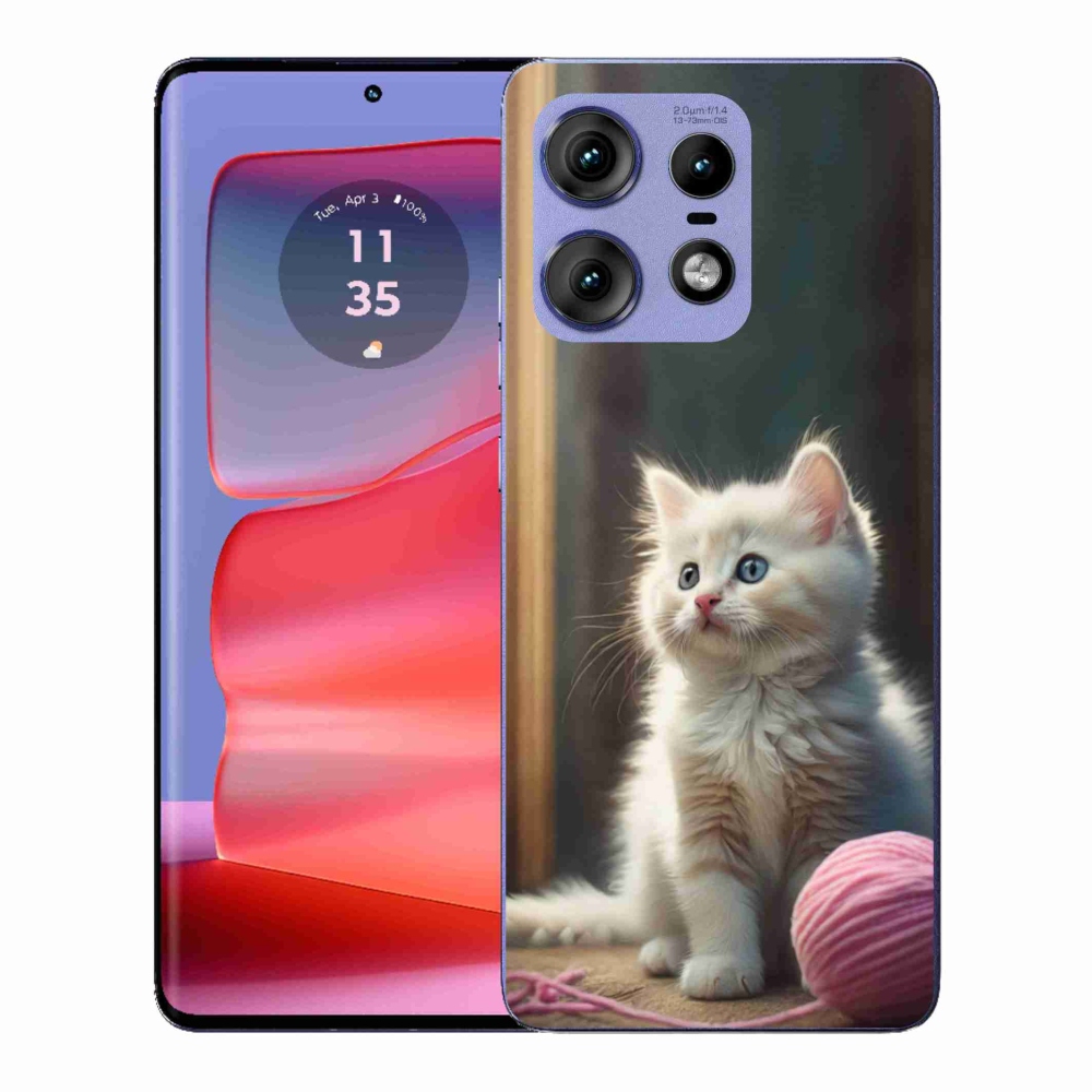 Zselés borítás mmCase a Motorola Edge 50 Pro készülékhez - fehér cica 2