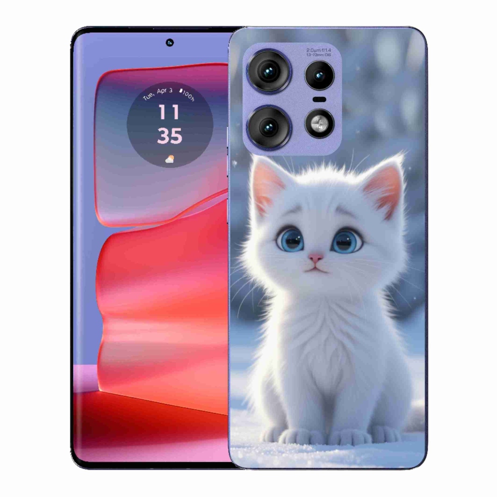 Zselés borítás mmCase a Motorola Edge 50 Pro készülékhez - fehér cica 3