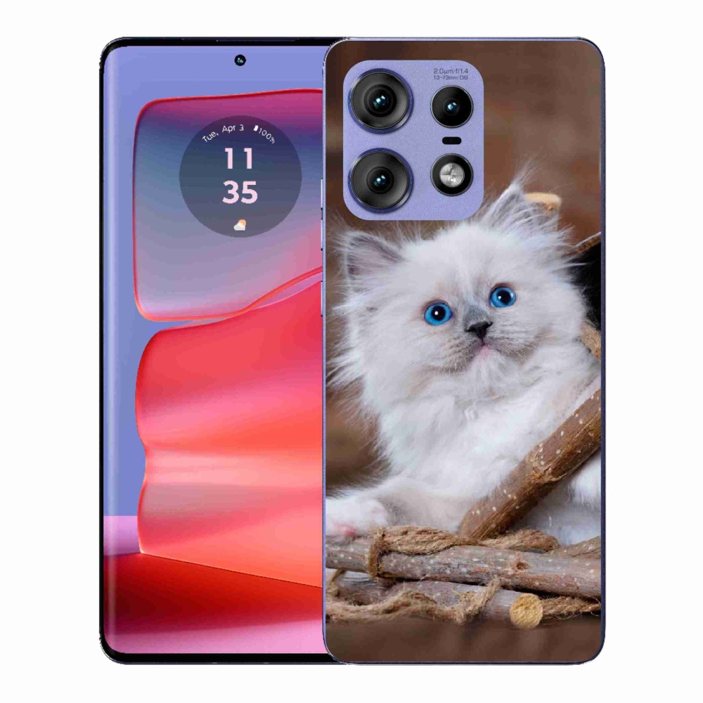 Gél védőhuzat mmCase a Motorola Edge 50 Pro készülékhez - fehér cica