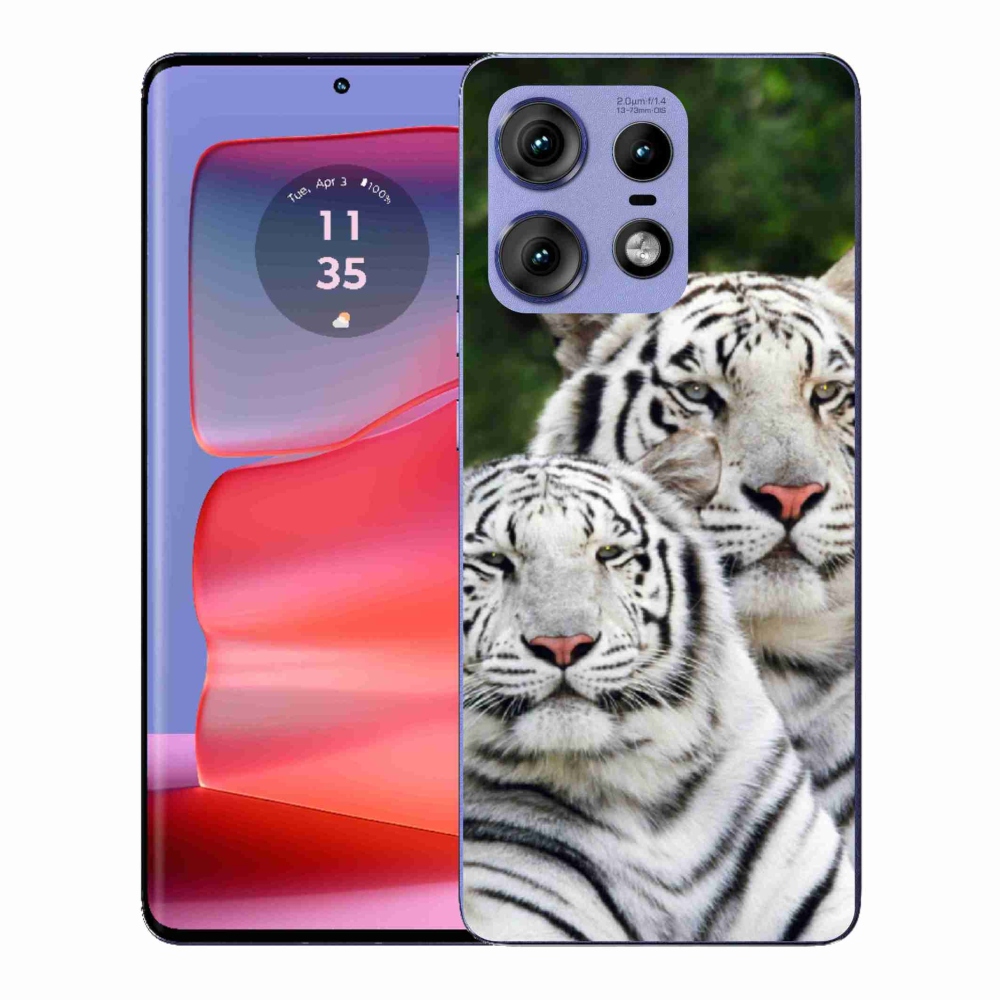 Zselés borítás mmCase a Motorola Edge 50 Pro készülékhez - fehér tigrisek