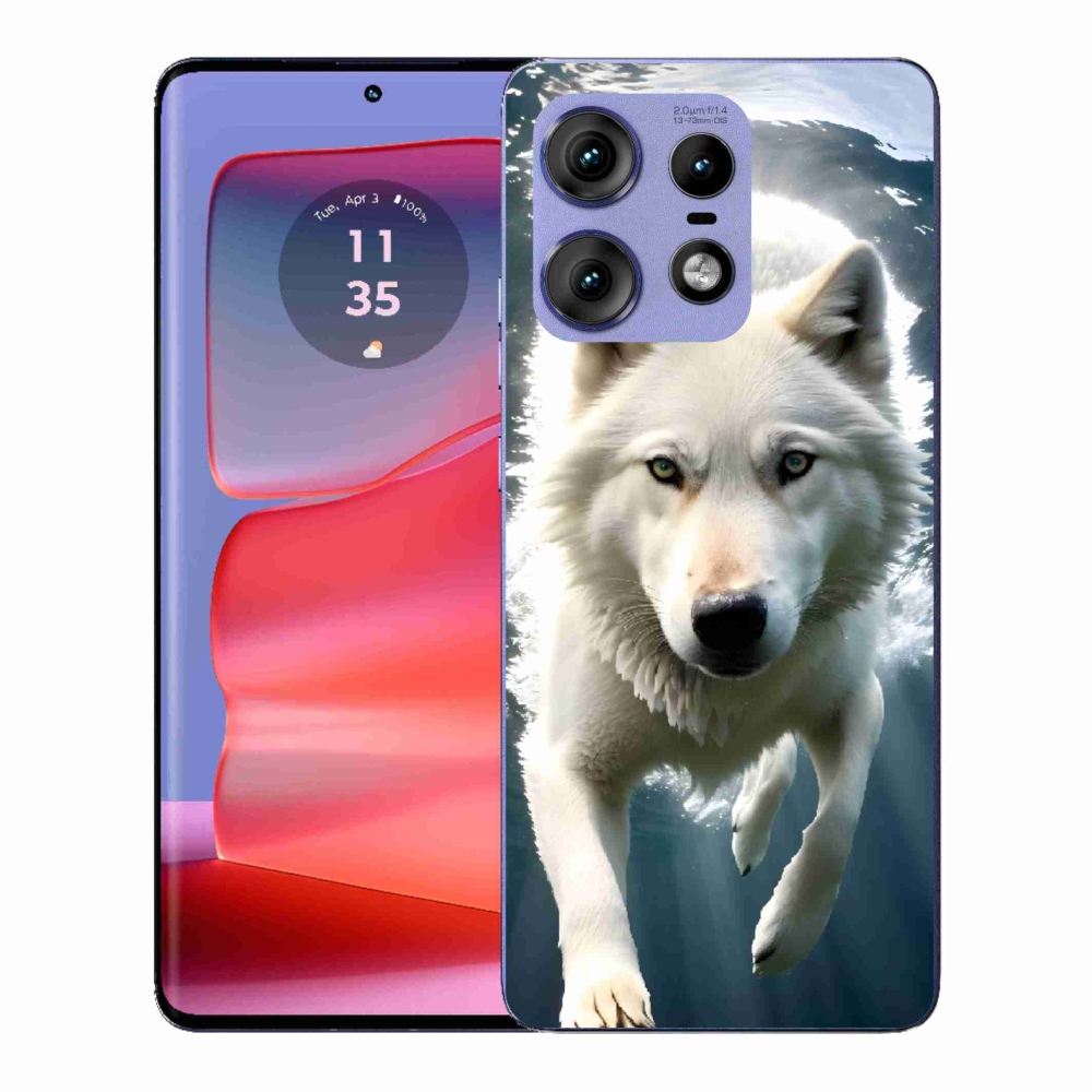 Zselés borítás mmCase a Motorola Edge 50 Pro készülékhez - fehér farkas